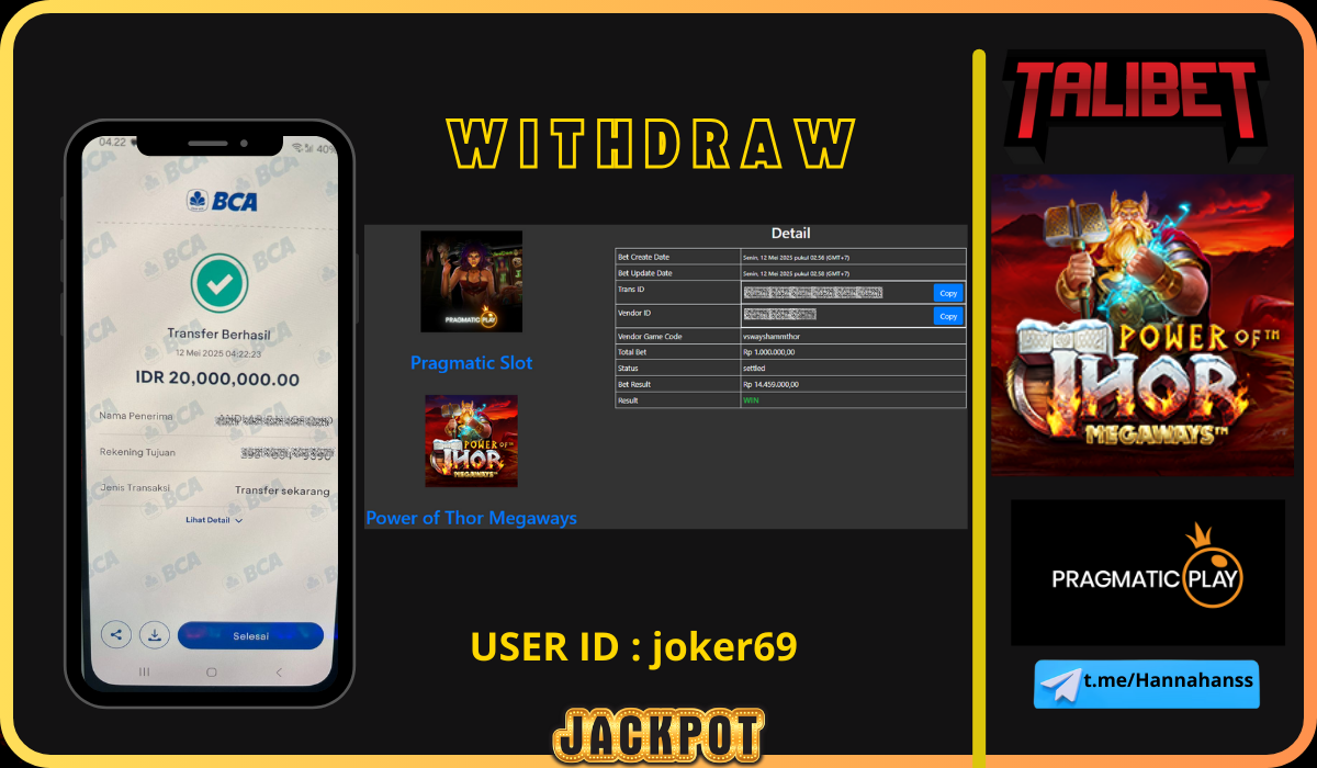 RASAKAN KEMENANGAN TANPA BATAS BERSAMA TALIBET. WITHDRAW Rp.20,000,000.- DI BAYAR LUNASSS