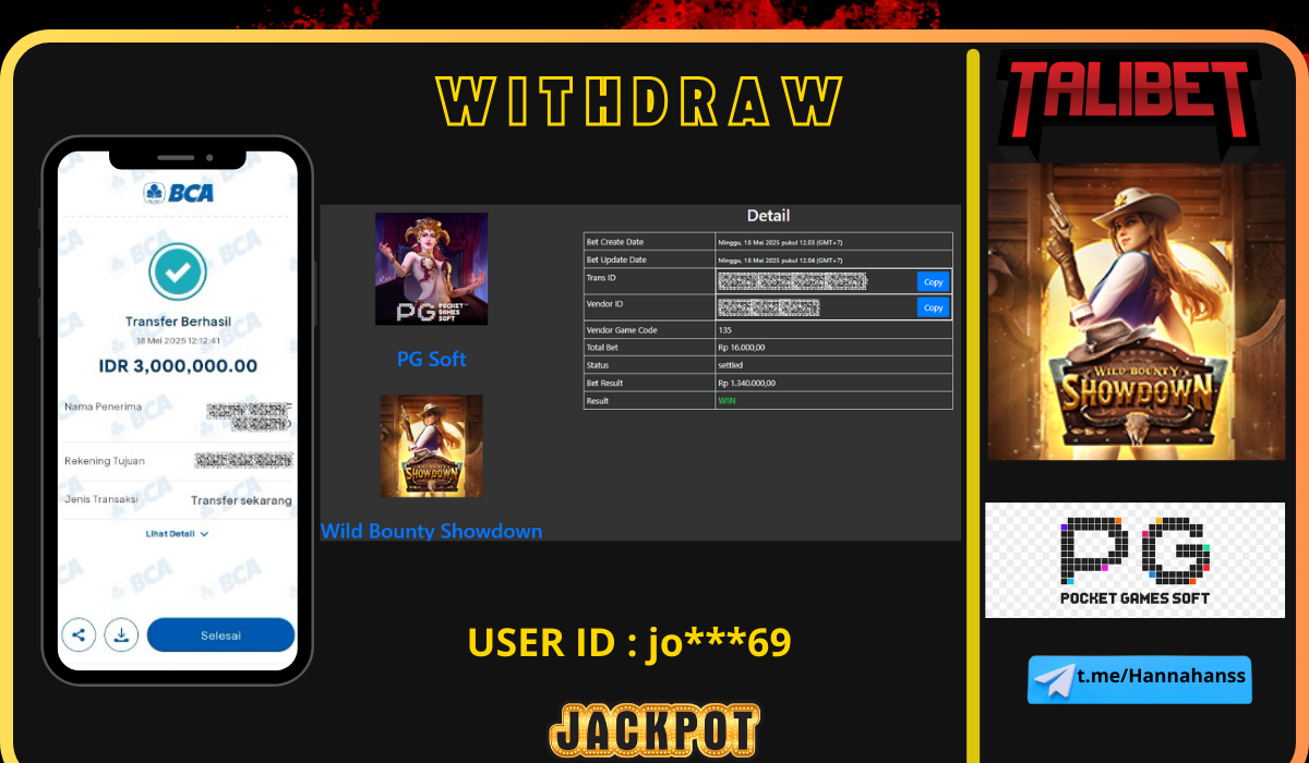 BERSAMA TALIBET SITUS GACOR MUDAH MENDAPATKAN JACKPOT. WITHDRAW Rp.3,000,000.- DI BAYAR LUNASSS