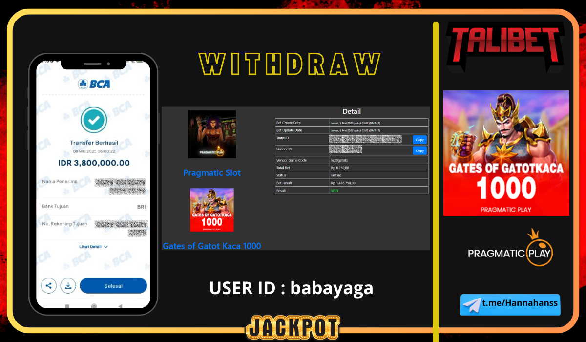 RASAKAN KEMENANGAN TANPA BATAS BERSAMA TALIBET. WITHDRAW Rp.3,800,000.- DI BAYAR LUNASSS