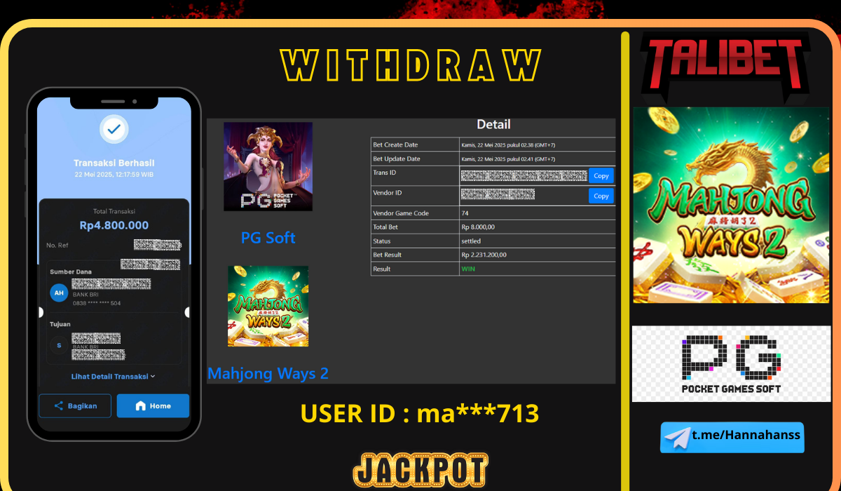 BERSAMA TALIBET SITUS GACOR MUDAH MENDAPATKAN JACKPOT. WITHDRAW Rp.4,800,000.- DI BAYAR LUNASSS