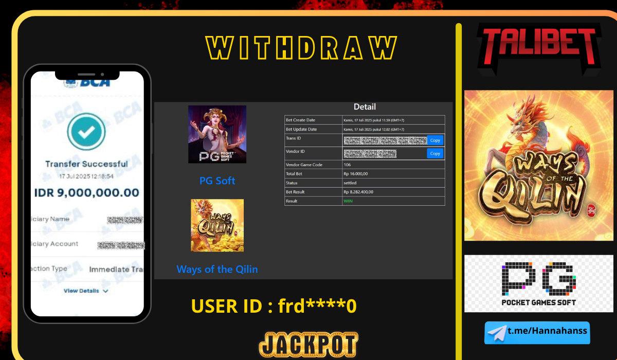 HANYA DI TALIBET JACKPOT Rp.9,000,009.- DI BAYAR LUNAS LANGSUNG
