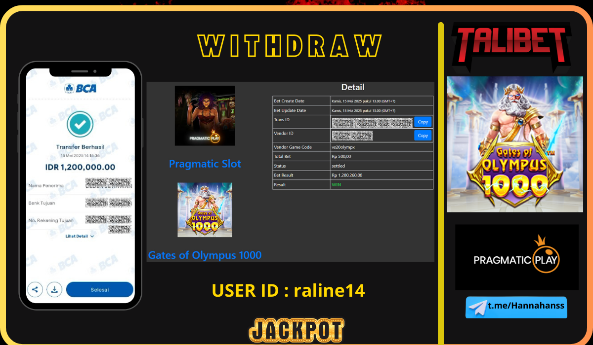 BERSAMA TALIBET SITUS GACOR MUDAH MENDAPATKAN JACKPOT. WITHDRAW Rp.1,200,000.- DI BAYAR LUNASSS