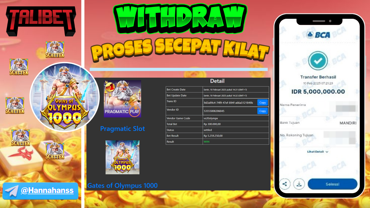 MENANG Rp.5,000,000.- HASIL BELI SPIN 300rb
