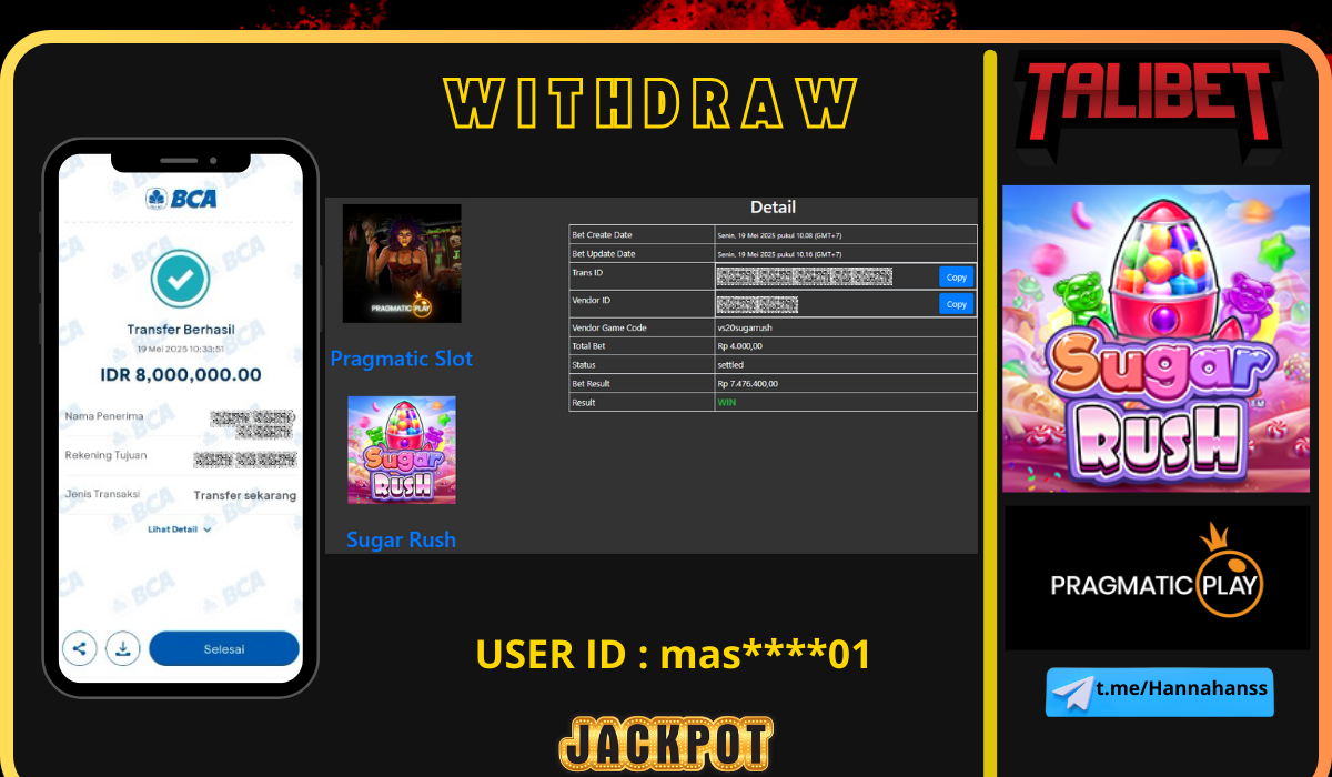 BERSAMA TALIBET SITUS GACOR MUDAH MENDAPATKAN JACKPOT. WITHDRAW Rp.8,000,000.- DI BAYAR LUNASSS