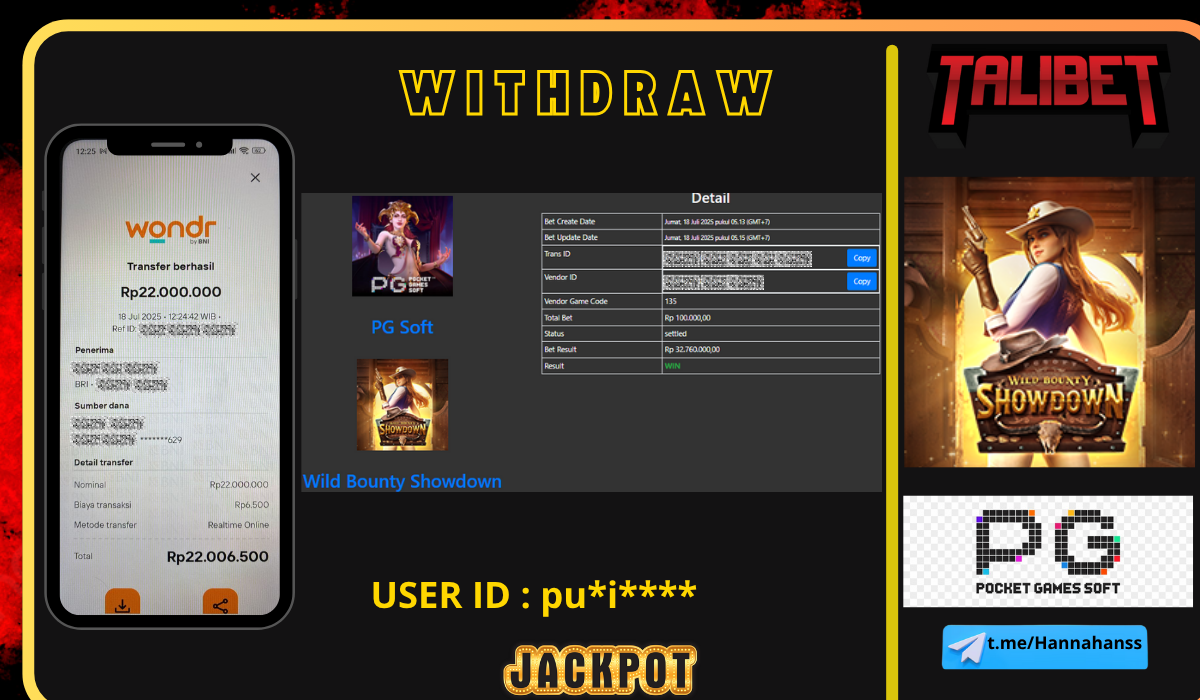 HANYA DI TALIBET JACKPOT Rp.32,760,000.- DI BAYAR LUNAS LANGSUNG