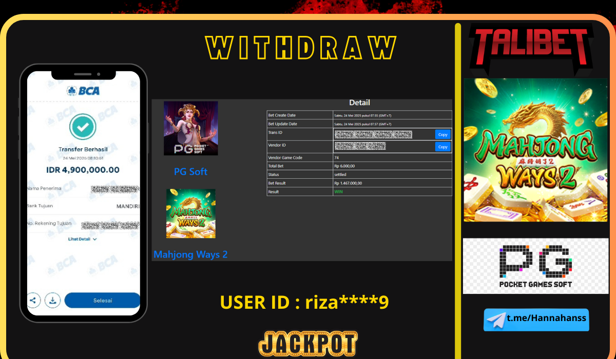 BERSAMA TALIBET SITUS GACOR MUDAH MENDAPATKAN JACKPOT. WITHDRAW Rp.4,900,000.- DI BAYAR LUNASSS
