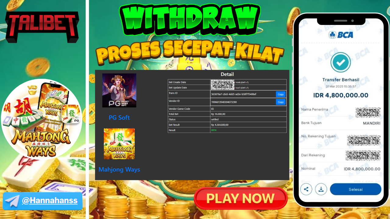 MENANG Rp.4,800,000.- DI BAYAR LUNASSS
