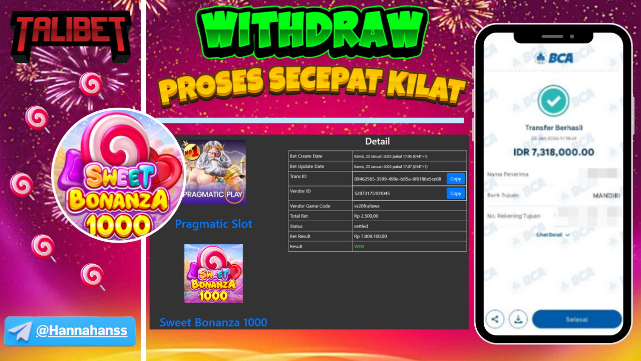 MENANG Rp.7,318,000.- LAGI LAGI BONANZA MELEDAK