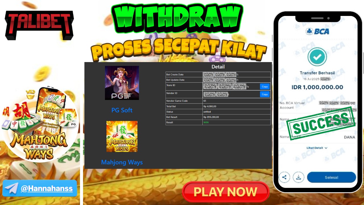 HANYA DI TALIBET JACKPOT Rp.1,000,002.- DI BAYAR LUNAS LANGSUNG