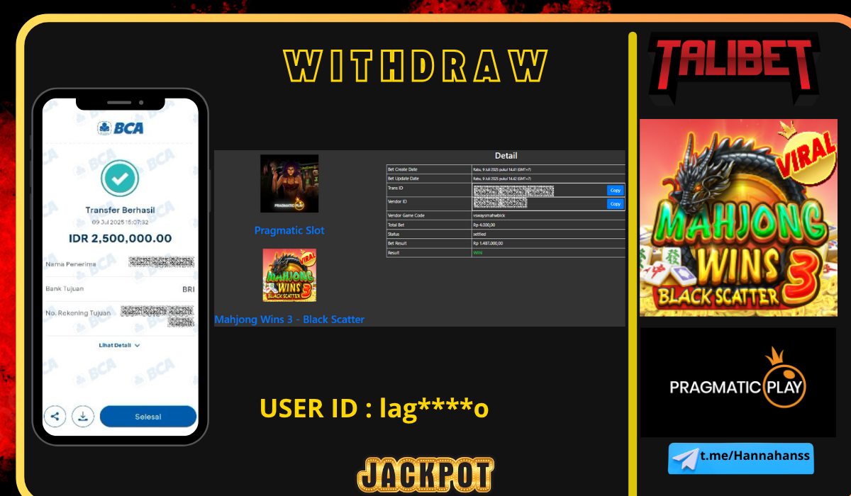 RASAKAN SENSASI KEMENANGAN YANG TIADA BATAS NYA BERSAMA TALIBET. WITHDRAW Rp.2,500,000.- DI BAYAR LUNASSS