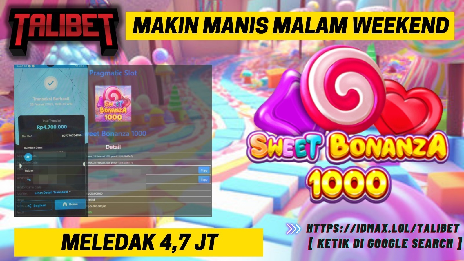 MENANG Rp.4,700,000.- SWEET BONANZA 1000 SEGERRR